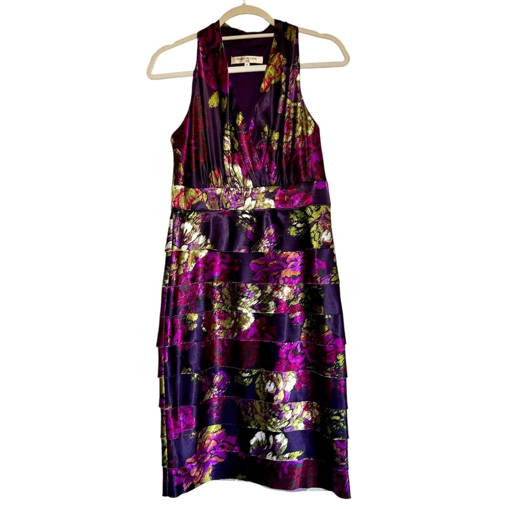 Evan Picone Purple Floral Cocktail Dress Size‎ 6
